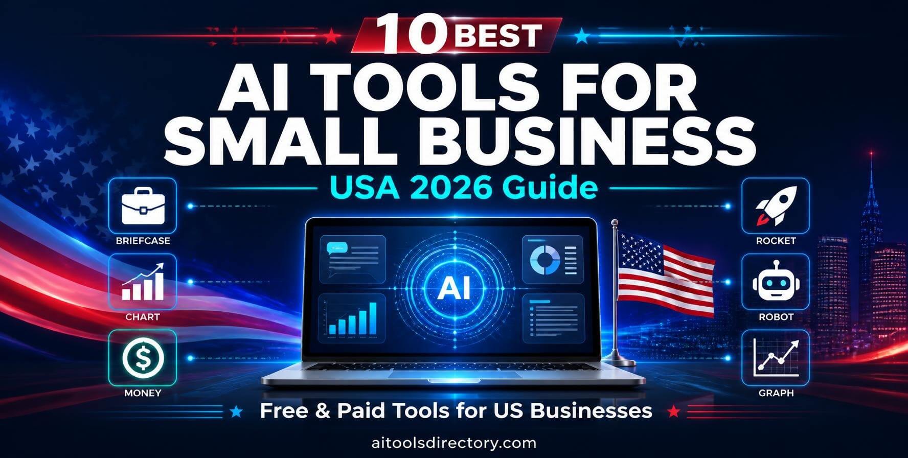 10 Best AI Tools for Small Business in USA 2026 - Free and paid AI tools for marketing, sales, and productivity